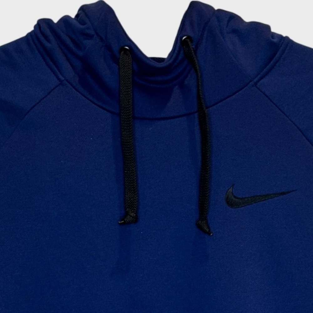 Nike Dri-FIT Hoodie Large Mens Navy Blue Raglan Pullover Embroidered Swoosh